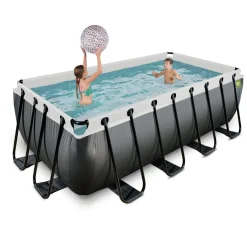 Brico Exit Black Leather Opzetzwembad Met Zandfilterpomp Zwart 400X200X122Cm- Opzetzwembaden Met Pomp