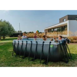 Brico Exit Black Leather Opzetzwembad Met Zandfilterpomp Zwart 400X200X122Cm- Opzetzwembaden Met Pomp