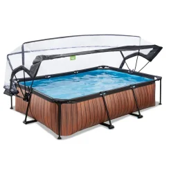 Brico Exit Wood Opzetzwembad Met Overkapping En Filterpomp Bruin 300X200X65Cm- Opzetzwembaden Met Pomp
