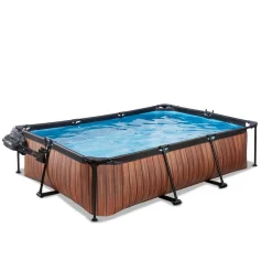Brico Exit Wood Opzetzwembad Met Overkapping En Filterpomp Bruin 300X200X65Cm- Opzetzwembaden Met Pomp