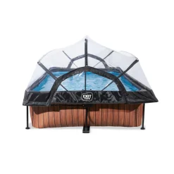 Brico Exit Wood Opzetzwembad Met Overkapping En Filterpomp Bruin 300X200X65Cm- Opzetzwembaden Met Pomp