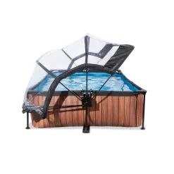 Brico Exit Wood Opzetzwembad Met Overkapping En Filterpomp Bruin 300X200X65Cm- Opzetzwembaden Met Pomp