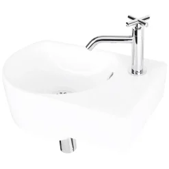 Toiletfonteinen|Brico Fonteinset (Rechts) Apollo Keramiek Wasbak Wit 41 X 27 X 14 Cm