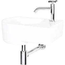 Toiletfonteinen|Brico Fonteinset (Rechts) Apollo Keramiek Wasbak Wit 41 X 27 X 14 Cm