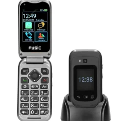 Brico Fysic F25 - Eenvoudige Mobiele Klaptelefoon Voor Senioren Met Sos Noodknop, Zwart- Kluizen