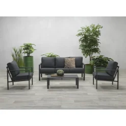 Brico Garden Impressions Durban Loungeset 4-Delig - Zwart- Loungesets