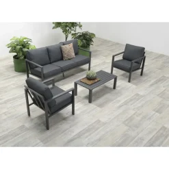 Brico Garden Impressions Durban Loungeset 4-Delig - Zwart- Loungesets