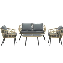 Brico Garden Impressions Tarulo Loungeset 4-Delig - Donker Grijs- Loungesets