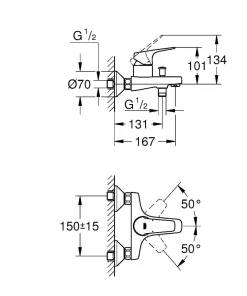 Badkranen|Brico Grohe Badmengkraan Start Flow Chroom
