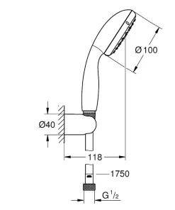 Douchesets|Brico Grohe Doucheset 1 Straal Vitalio Start 100 Chroom