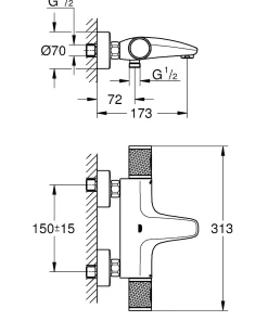 Badkranen|Brico Grohe Thermostatische Badmengkraan Precision Feel Chroom