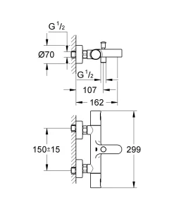 Badkranen|Brico Grohe Thermostatische Badmengkraan Joy Chroom