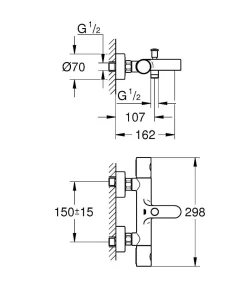 Badkranen|Brico Grohe Thermostatische Badmengkraan Precision Get Chroom