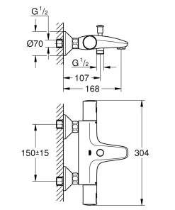 Badkranen|Brico Grohe Thermostatische Badmengkraan Precision Start Chroom