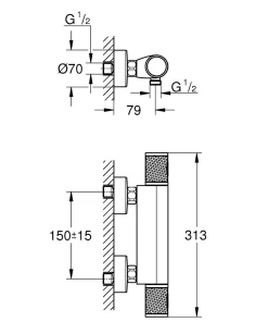 Douchekranen|Brico Grohe Thermostatische Douchemengkraan Precision Feel 15Cm Chroom