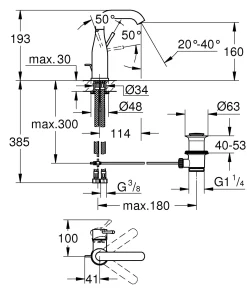 Wastafelkranen|Brico Grohe Wastafelkraan Essence M-Size Chroom Glanzend