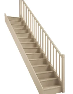 Brico Handystairs Gesloten Rechte Trap "Vega80" - 280 Cm Hoog - 13 Beuken Treden - Met Leuning- Zoldertrappen