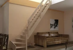Brico Handystairs Molenaarstrap "Rustic70" - Kwartslag Rechts - Hoogte 280Cm - 13 Treden Van Grenenhout- Zoldertrappen