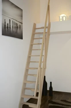 Brico Handystairs Molenaarstrap "Torino" Inclusief Leuning - 62 Cm Breed - 280 Cm Hoog - 13 Grenen Treden- Zoldertrappen