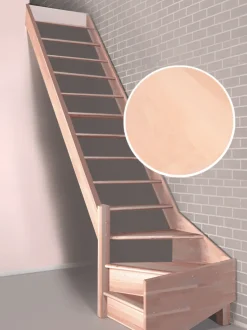 Brico Handystairs Open Kwartslagtrap "Vega80" - Links - 280 Cm Hoog - 13 Beuken Treden - Zonder Leuning- Zoldertrappen