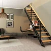 Brico Handystairs Rechte Trap "Synth" - Trap Van Zwart Metaal Met Grenen Treden - Hoogte 856 - 1066Mm- Zoldertrappen