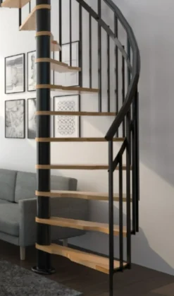 Brico Handystairs Spiltrap "Siena" O 145 Cm - Links Draaiend - 273 Cm Hoog - 12 Beuken Treden - Zwart- Zoldertrappen