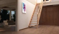 Brico Handystairs Steektrap "Rustic70" - 70Cm Breed - Hoogte 280Cm - 13 Treden Van Grenenhout (30Mm)- Zoldertrappen