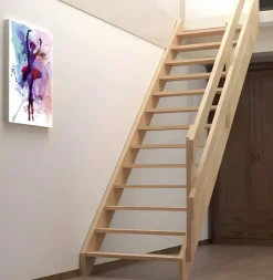 Brico Handystairs Steektrap "Rustic60" - 60Cm Breed - Hoogte 280Cm - 13 Treden Van Grenenhout (30Mm)- Zoldertrappen