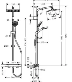 Douchesets|Brico Hansgrohe Doucheset Crometta E240 Met Thermostatische Kraan Chroom