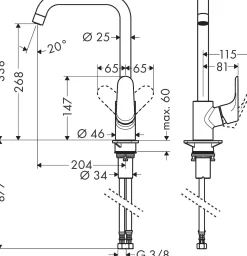 Keukenkranen|Brico Hansgrohe Keukenmengkraan Focus M41 260 Zwart Mat