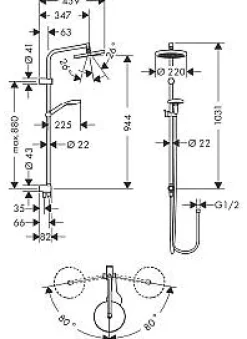 Douchesets|Brico Hansgrohe Regendoucheset Myselect S Reno Zonder Kraan Chroom