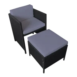 Brico Happy Garden Buitenmeubelsets Santorin - Zwart - Geweven Hars- Loungesets