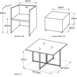 Brico Happy Garden Buitenmeubelsets Santorin - Zwart - Geweven Hars- Loungesets
