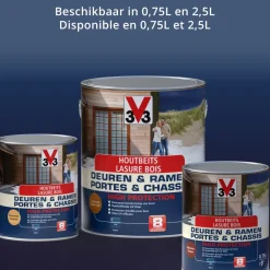 Brico Houtbeits V33 Deuren & Ramen High Protection Midden Eik Zijdeglans 2,5L- Beits