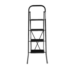 Huishoudladders|Brico Huishoudtrap - Keukentrap 4 Treden - Inklapbaar - Zwart