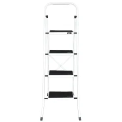 Huishoudladders|Brico Huishoudtrap - Keukentrap 4 Treden - Inklapbaar - Wit