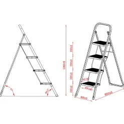 Huishoudladders|Brico Huishoudtrap - Keukentrap 4 Treden - Inklapbaar - Wit