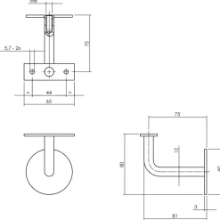 Brico Intersteel Leuninghouder Gebogen Vlak Zadel Rvs Geborsteld- Trapleuningen