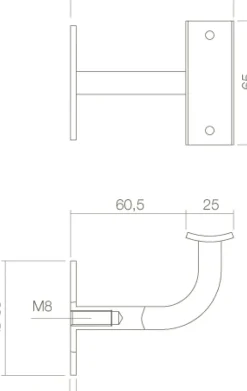 Brico Intersteel Leuninghouder Gebogen Vierkant Hol Zadel Zwart- Trapleuningen