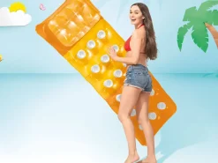 Brico Intex Opblaasbare Ligmatras Fashion Lounge Roze/Oranje/Groen 188X71Cm- Waterspeelgoed