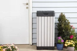 Vuilnisbakken|Brico Keter Afvalbak Rockford 124L Grijs 41X41X87,4Cm Buiten
