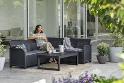 Brico Keter Hoekbank Loungeset Rosalie + Tuintafel Lyon- Loungesets