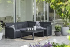Brico Keter Hoekbank Loungeset Rosalie + Tuintafel Lyon- Loungesets