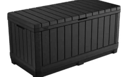 Brico Keter Kussenbox Kentwood Kunststof Antraciet 350L- Opbergboxen Tuin