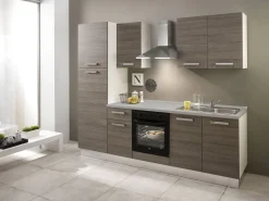 Complete Keukens|Brico Keukenblok Sofia 250Cm Notenhout Bruin