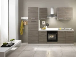 Complete Keukens|Brico Keukenblok Sofia 250Cm Notenhout Bruin