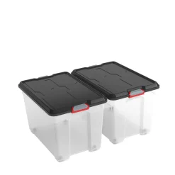 Manden & Boxen|Brico Kis Moover Box Xl Met Wielen Transparant Zwart 60L
