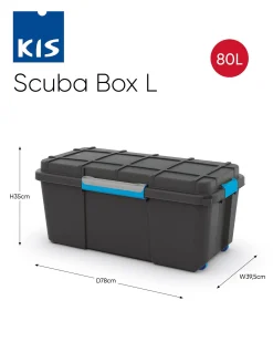 Manden & Boxen|Brico Kis Scuba Box L Zwart Blauw 80L