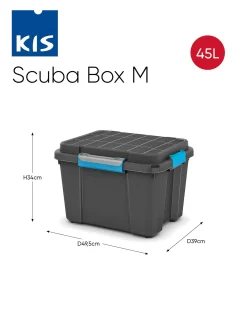 Manden & Boxen|Brico Kis Scuba Opbergbox M - 45L Zwart/Blauwe