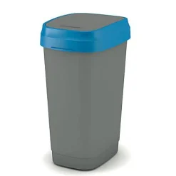 Vuilnisbakken|Brico Kis Vuilsnisbak 'Dual Swing Eco' Blauw En Grijs 50 L
